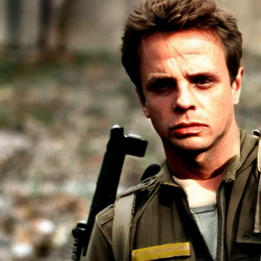 Prompt: young michael biehn as solid snake