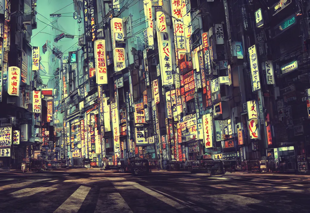 Prompt: tokyo streets cyberpunk style max payne blood trending on artstation cinematic realistic buildings windows cars peoples detailed golden ratio awesome composition color balance harmony physical correct light shadows octnae render 8 k