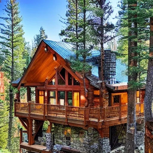 Prompt: a beautiful mountain cabin