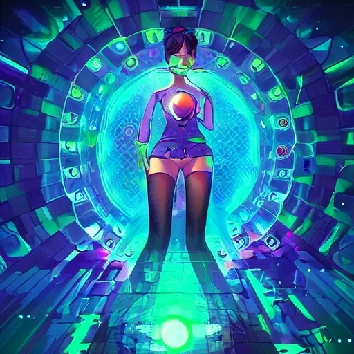 Image similar to skill magic geek inside matrix deepdream radiating a glowing aura stuff loot legends stylized digital illustration video game icon artstation lois van baarle, ilya kuvshinov, rossdraws,