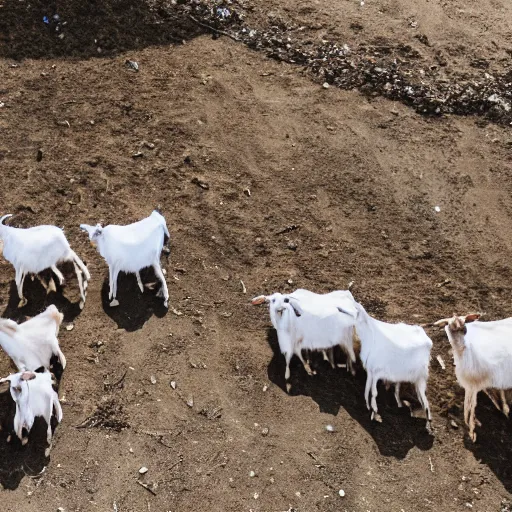 Image similar to pyramid of stacked goats shot from drone