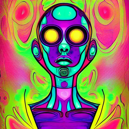 Image similar to 👽 🤖 psychedelic style, surreal, digital painting