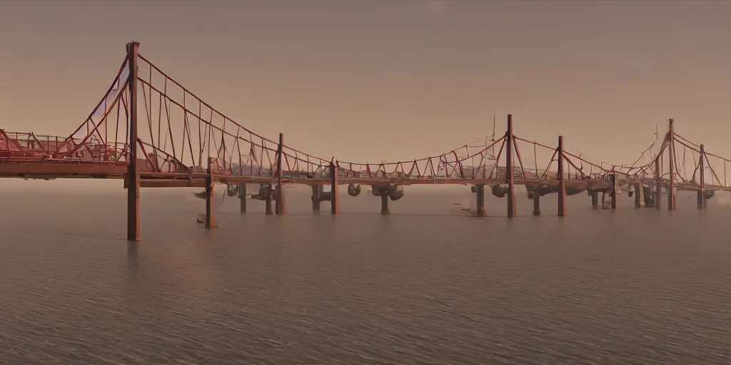 Image similar to realistic crimean bridge, team fortress style, 3 d octane remder, epic lighting, 8 k, by goro fujita