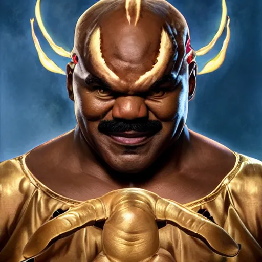 Prompt: steve harvey as balrog from street fighter, boxing gloves, punching air, ultra realistic, concept art, intricate details, eerie, highly detailed, photorealistic, octane render, 8 k, unreal engine. art by artgerm and greg rutkowski and magali villeneuve and alphonse mucha