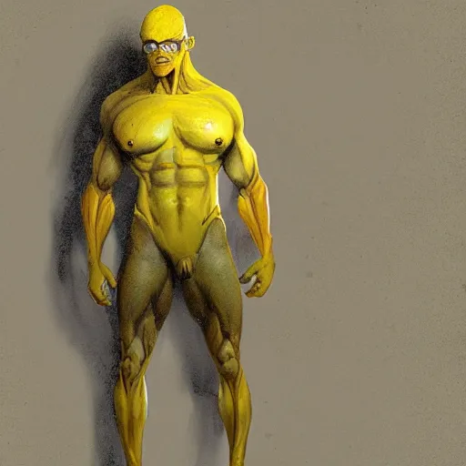 Image similar to lemon with muscular body of a human by greg rutkowski