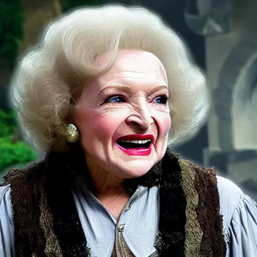 Image similar to betty white as bilbo baggins from lord of the rings