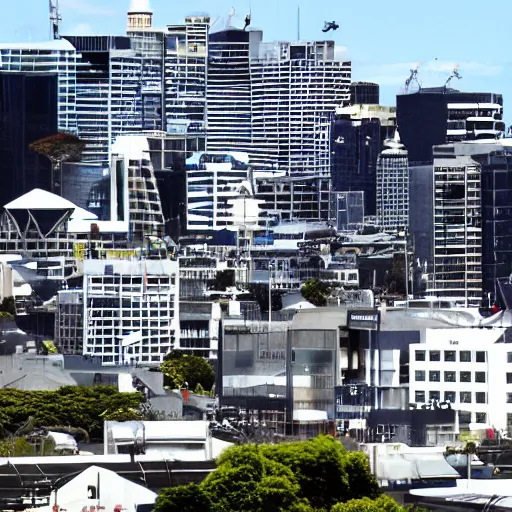 Image similar to Auckland City being taken over by giant bees