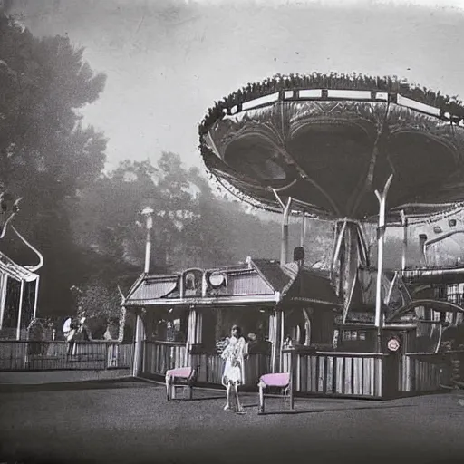 Image similar to ghosts in an amusement park, photograph