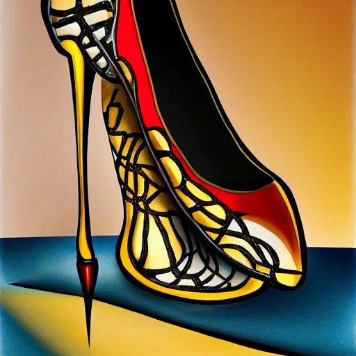 Image similar to high heel shoes in the style of salvador dali, highly detailed, studio lighting