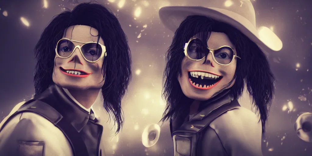 Image similar to michael jackson minion, focused shot, realistic, octane render