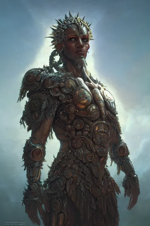 Image similar to humanoid god of the sun, highly detailed, d & d, fantasy, hyper detailed, digital painting, trending on artstation, apollo, concept art, sharp focus, illustration, art by artgerm and magali villeneuve and greg rutkowski and michael whelan, cryengine, 8 k realistic atmospheric lighting, frostbite 3 engine