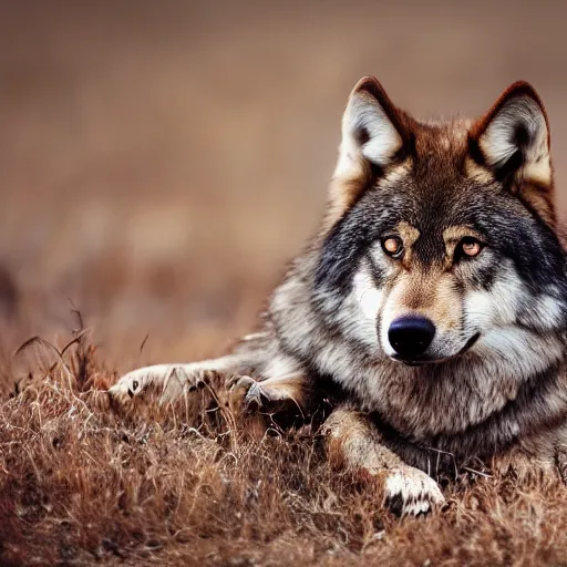 Image similar to professional photograph of a deep brown and gray wolf, high quality, hd, 8 k, 4 k, magnificent, award - winning, nature, nature photography, awe - inspiring, highly detailed, amazing