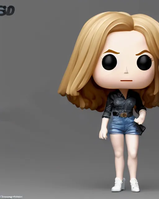 Prompt: full body 3d render of Nicole Kidman as a funko pop, studio lighting, white background, blender, trending on artstation, 8K, highly detailed