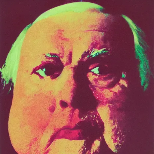 Image similar to color polaroid portrait of a fat man by andy warhol. holga, lomo