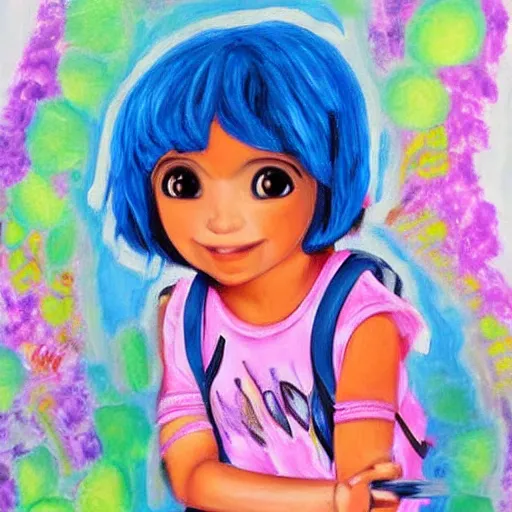 Prompt: a cross between ramona flowers and dora the explorer as a highly detailed oil paiting