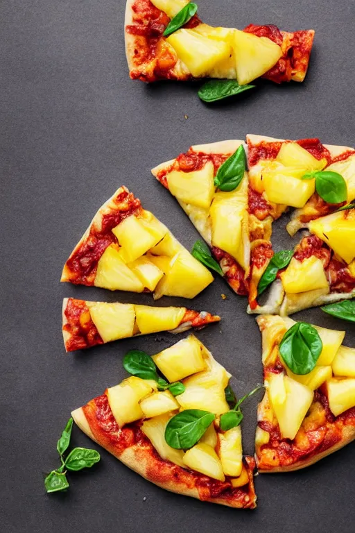 Image similar to pineapple wrapped in a pizza