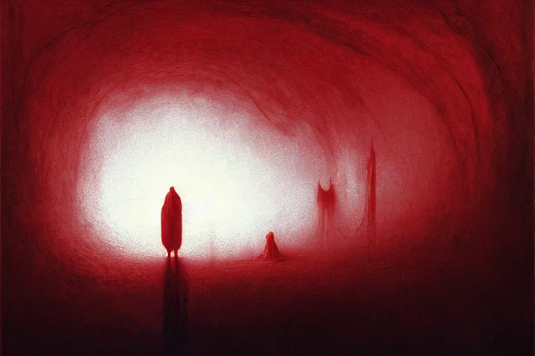 Image similar to achluophobia, in the style of beksinski, intricate and epic composition, red by caravaggio, insanely quality, highly detailed, masterpiece, extreme white light, artstation, 4 k