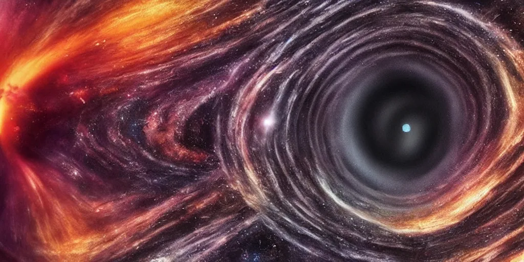 Image similar to one colored black hole in the center with space around it , photorealistic, hyperrealism, cinematic, epic