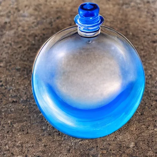 Image similar to perfume bottle centered in cool blue ripples in water