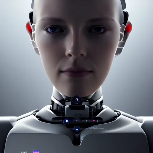 Image similar to Perfectly-Centered Half-body-Portrait of a Robotic Female Android, perfectly centered, facing forward, stranding straight, full body, intricate, elegant, super highly detailed, professional digital painting, artstation, concept art, smooth, sharp focus, no blur, no dof, extreme illustration, Unreal Engine 5, Photorealism, HD quality, 8k resolution, cinema 4d, 3D, beautiful, cinematic, art by artgerm and greg rutkowski and alphonse mucha and loish and WLOP