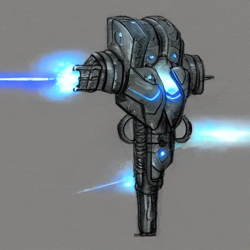 Prompt: magitech sci fi energy weapon of unknown tribal origin, concept art