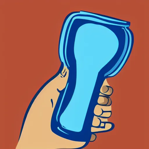 Prompt: an animated hand holding a bottle of water