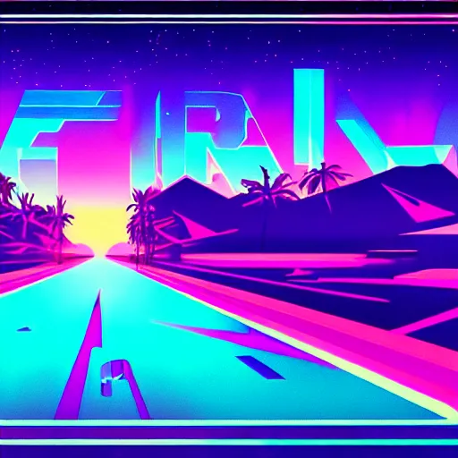 Image similar to epic retrowave art, trending on art station