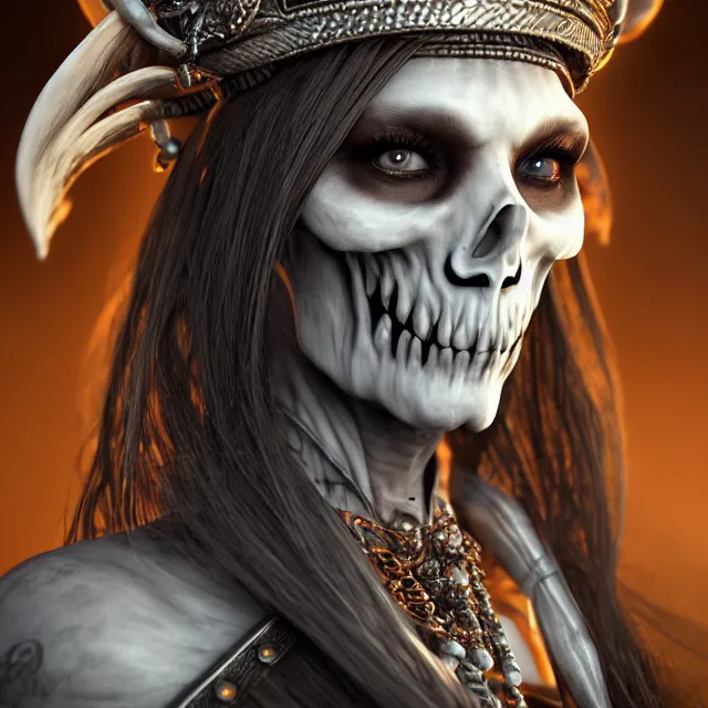 Image similar to perfectly centered close up portrait, skelton mage goddess, candid photography, by anne stokes, highly detailed, character concept, unreal engine 5