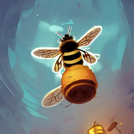 Prompt: a bee standing in his home in front of the door behance hd artstation by jesper ejsing, by rhads, makoto shinkai and lois van baarle, ilya kuvshinov, ossdraws, that looks like it is from borderlands and by feng zhu and loish and laurie greasley, victo ngai, andreas rocha