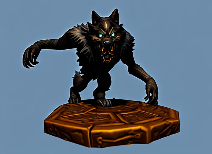 Prompt: werewolf, stylized stl fantasy miniature, 3 d render, activision blizzard style, hearthstone style