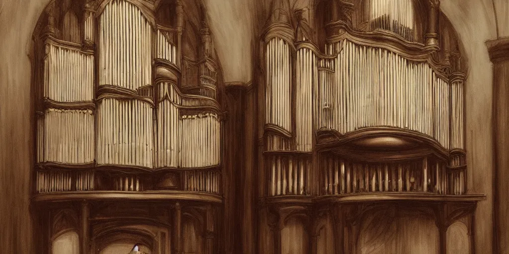 Image similar to a beautiful painting of a pipe organ by abigail larson, trending on artstation