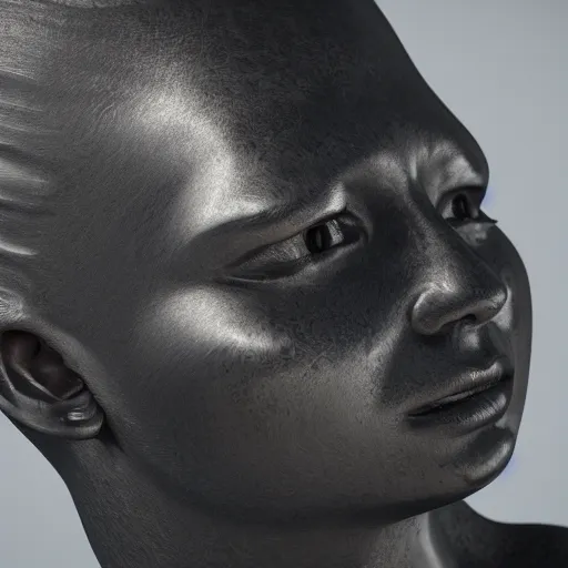 Prompt: photo of a black reflecting statue, photorealistic, octane render, unreal engine, 8 k, ultra detailed