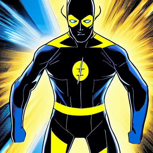 Prompt: reverse flash in blue outfit, dc comic cover