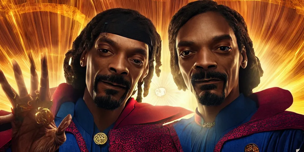 Image similar to snoop dogg doctor strange, refractions, highly detailed, environmental light, cinematic by francis tneh