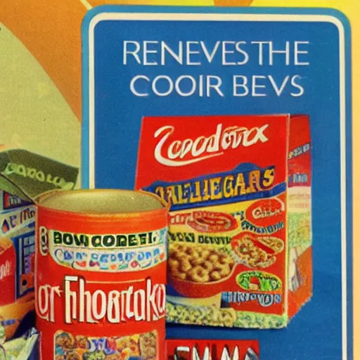 Prompt: photograph of a cereal box from 1 9 7 0 s