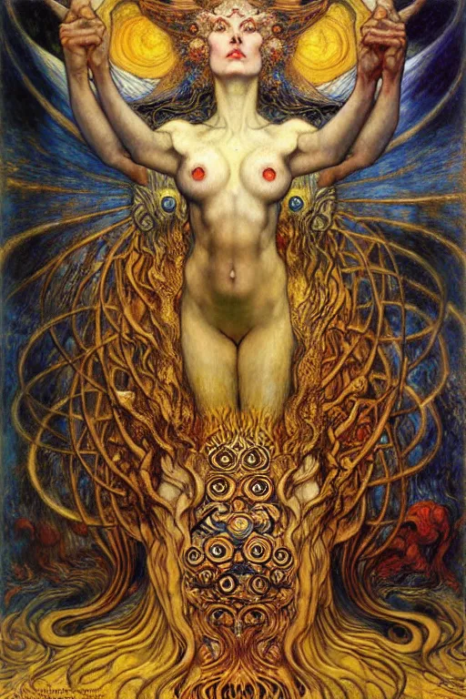 Image similar to Divine Chaos Engine by Karol Bak, Jean Delville, William Blake, Gustav Klimt, and Vincent Van Gogh, symbolist, visionary