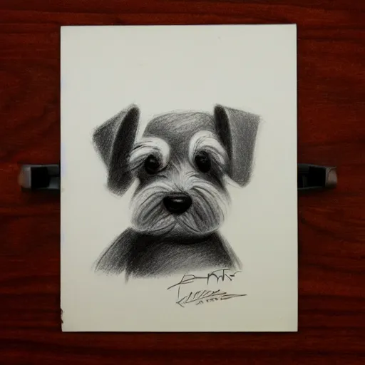 Image similar to milt kahl pencil sketch of mini schnauzer