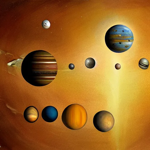 Image similar to A painting of Solar system by ancient egyptian, high detailed, trending on artstation