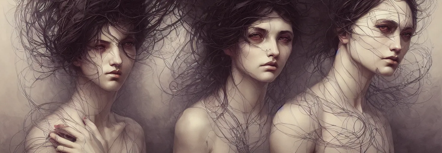 Prompt: gregoriy isakhanyan, with soft line, symmetrical patterns, in style marco mazzoni, greg rutkowski, artgerm