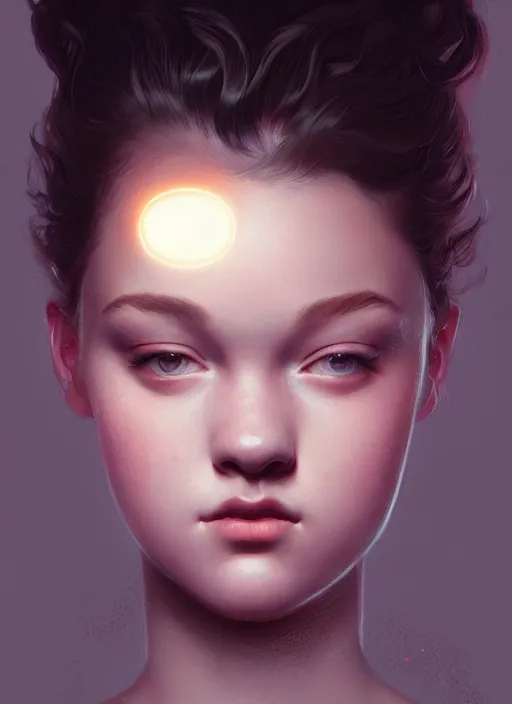 Image similar to portrait of teenage shannon purser, narrow face, black hair, half updo hairstyle, intricate, elegant, glowing lights, highly detailed, digital painting, artstation, concept art, smooth, sharp focus, illustration, art by wlop, mars ravelo and greg rutkowski