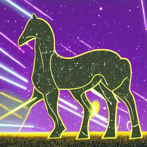 Image similar to a horse made out of lazers