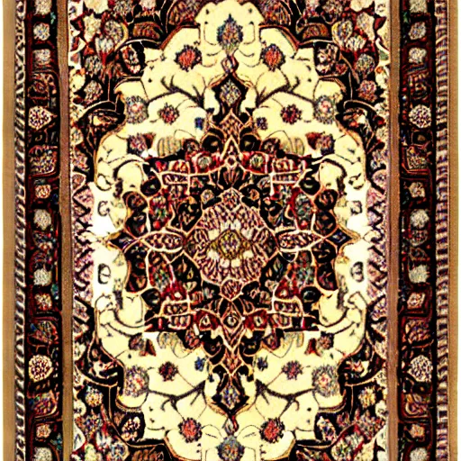 Prompt: persian rug with mango ornament