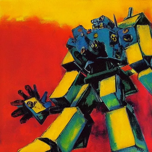 Image similar to combat mecha by emil nolde, david salle