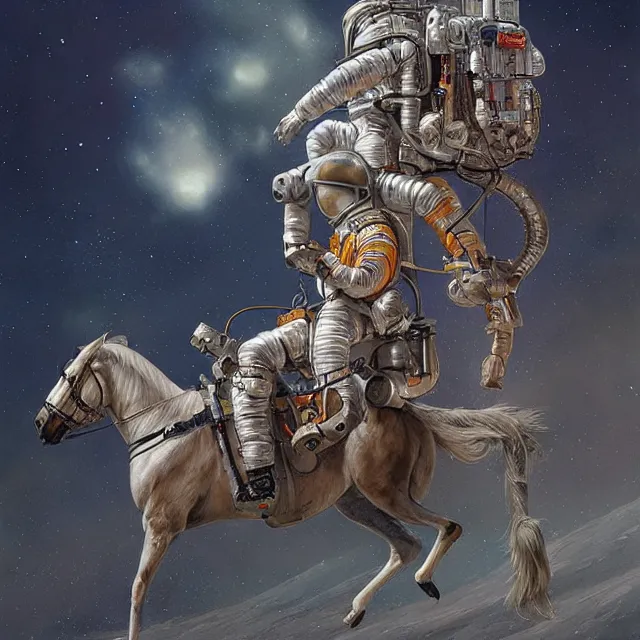 Prompt: astronaut carrying a horse on his shoulders, industrial sci - fi, by mandy jurgens, ernst haeckel, james jean