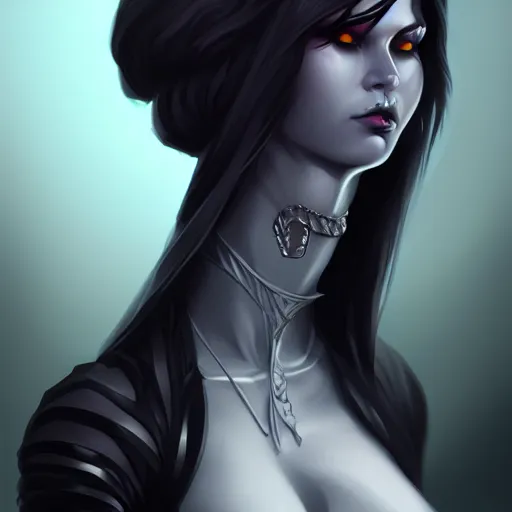 Image similar to dark witch character black colors, highly detailed, digital painting, artstation, concept art, smooth, sharp focus, illustration