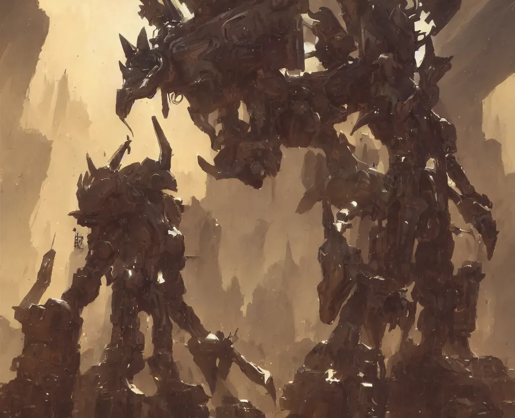 Prompt: anubis as a mech warrior, concept art by theo prins