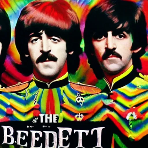 Prompt: Film still from a biopic about the Beatles during Sgt. Peppers til Let it Be, film trailer screenshot