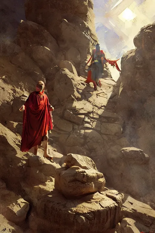 Image similar to ancient roman steve buscemi ascending wearing the civic crown while he levitates and hovers above the ground glowing with power small rocks and pebbles begin lifting off the ground around him, art by anders zorn, wonderful masterpiece by greg rutkowski, beautiful cinematic light, american romanticism by greg manchess, jessica rossier