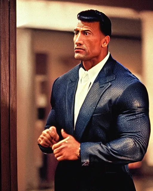 Image similar to film still close up shot of dwayne johnson in the movie goodfellas. photographic, photography