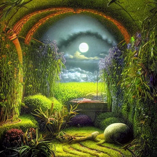 Prompt: surreal environment, hidden garden by michael whelan, heaven, ultra realistic, aesthetic, beautiful, magical